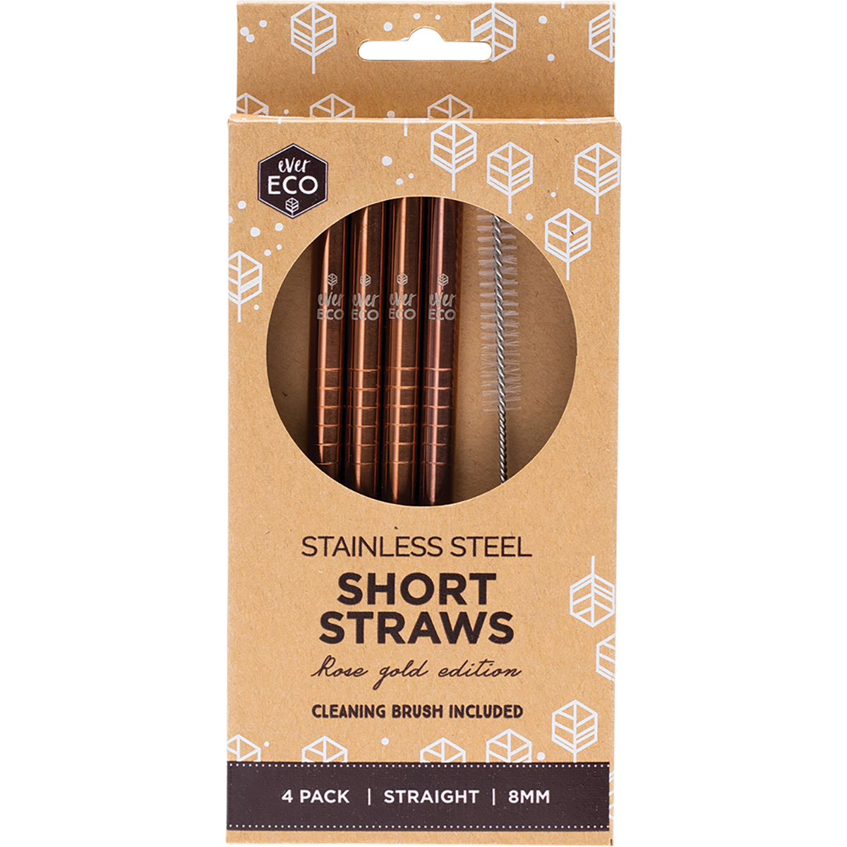 Ever Eco Stainless Steel Short Straws 4pk