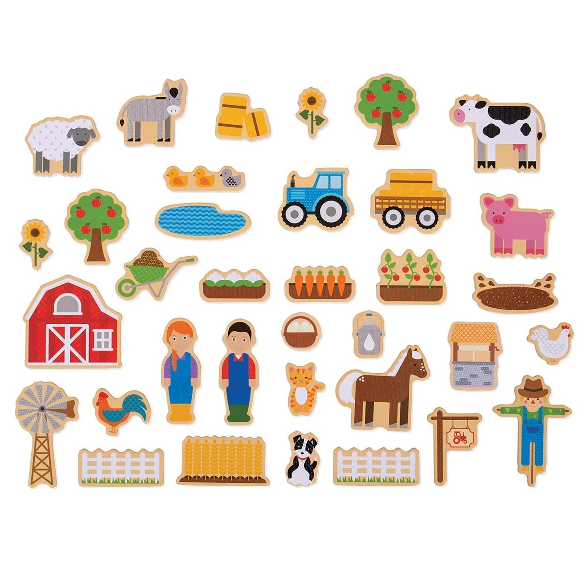 Bigjigs Toys Wooden Fridge Magnets for Kids Educational Animal Magnet Set