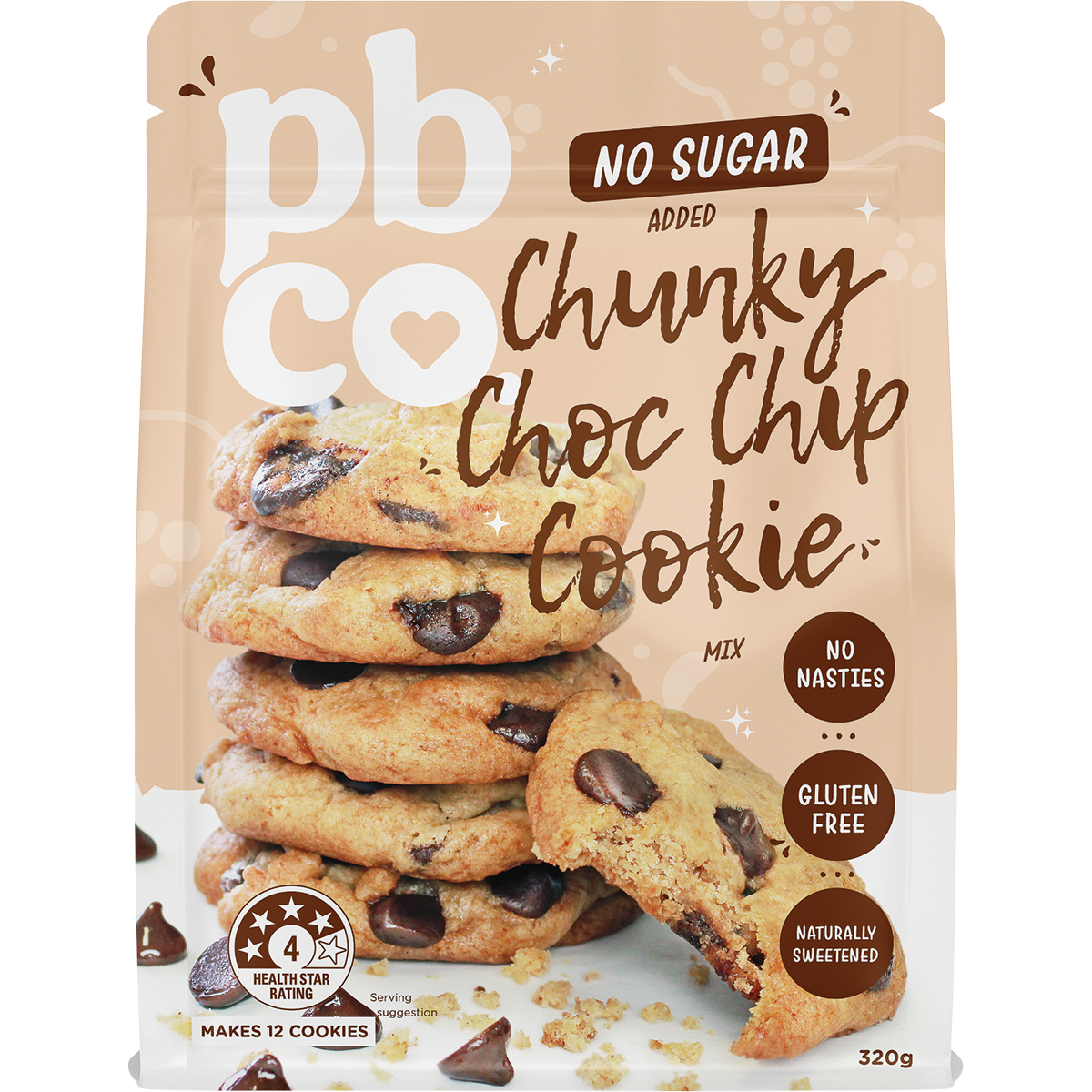 Chunky Choc Chip Cookie Mix No Sugar Added 320g