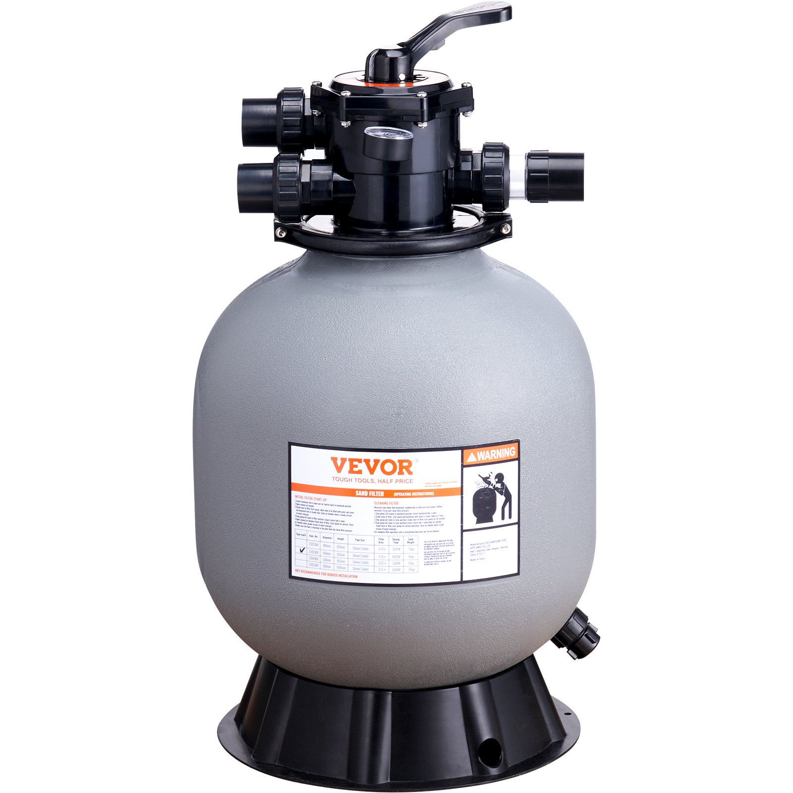 Sand Filter 482.6 mm Above Inground Swimming Pool Sand Filter 7-Way Valve